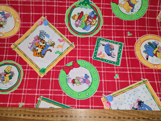 Disney Springs Christmas Winnie the Pooh and friends 100% Cotton Fabric 112cm width