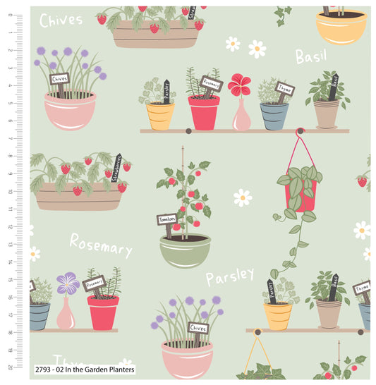 Craft Cotton Company Herbs Print on Sage - 112cm Width