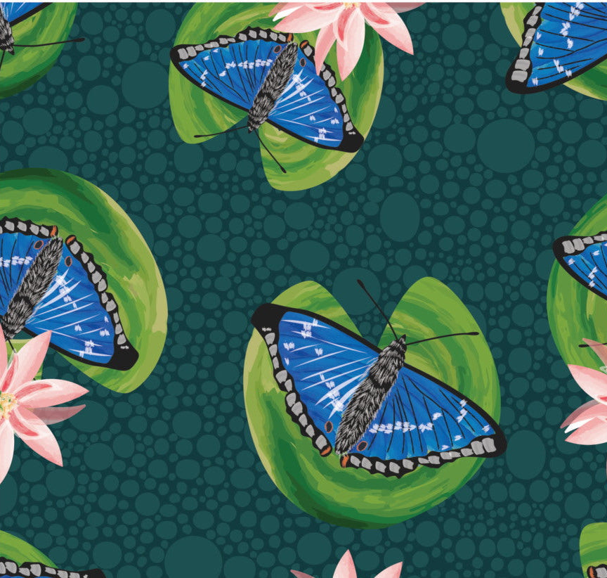 British Waterways Emperor Butterflies 100% Organic Cotton Fabric 112cm