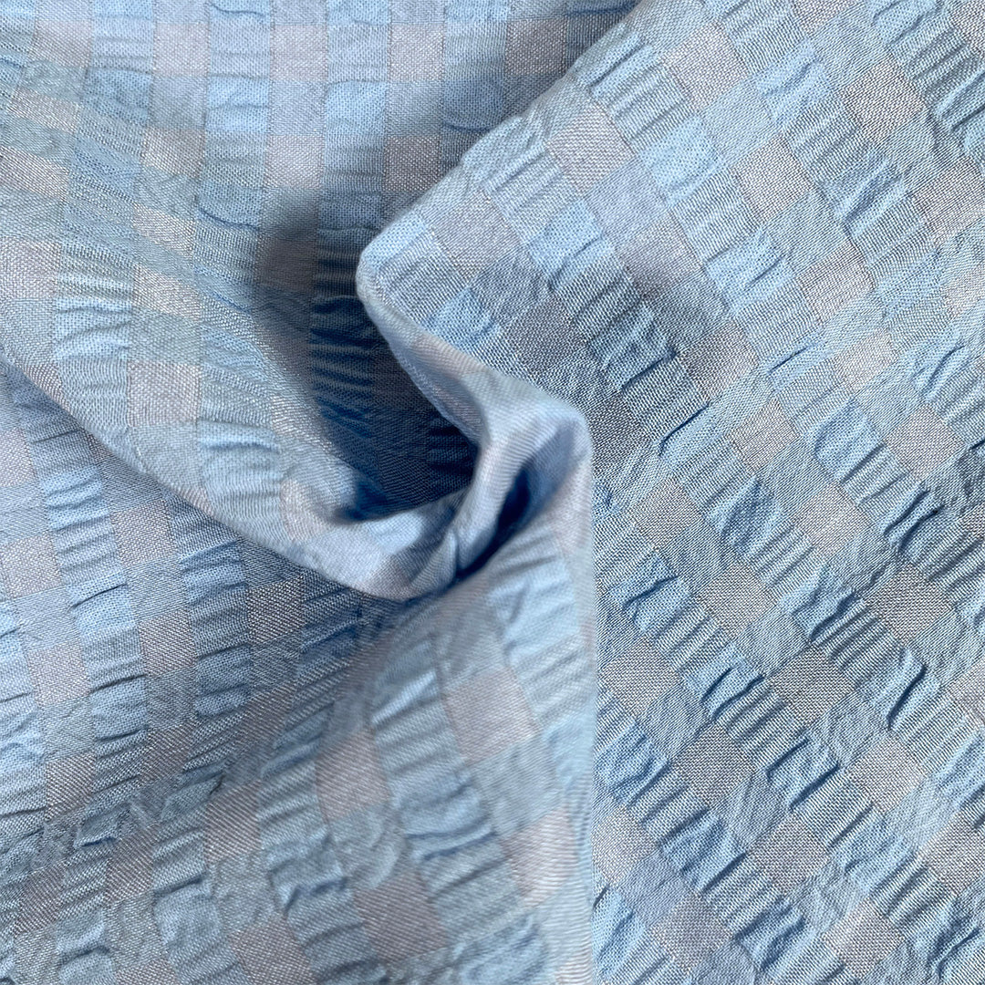 Cotton Polyester Waffle Seersucker Fabric Blue | 145cm Wide