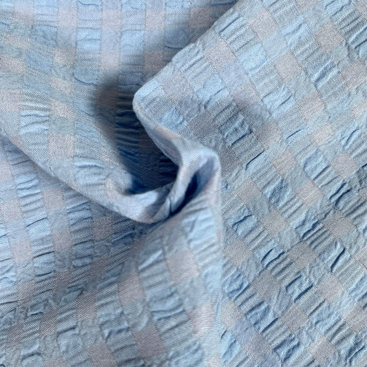 Cotton Polyester Waffle Seersucker Fabric Blue | 145cm Wide