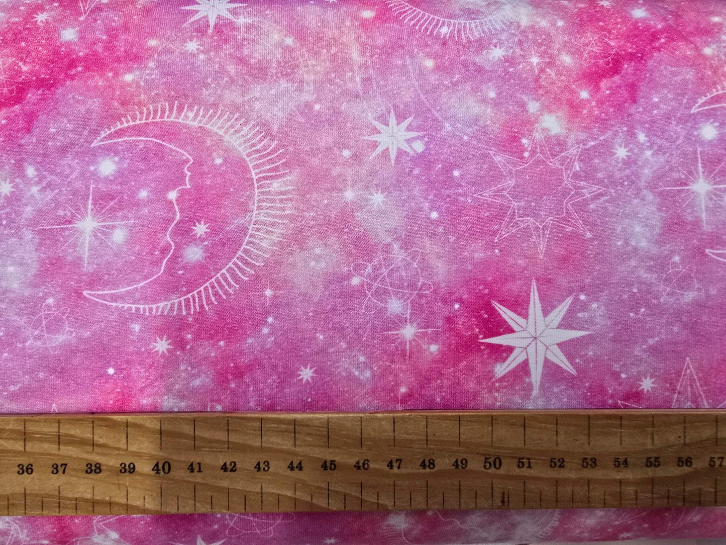 100% Cotton Jersey Galaxy on Pink