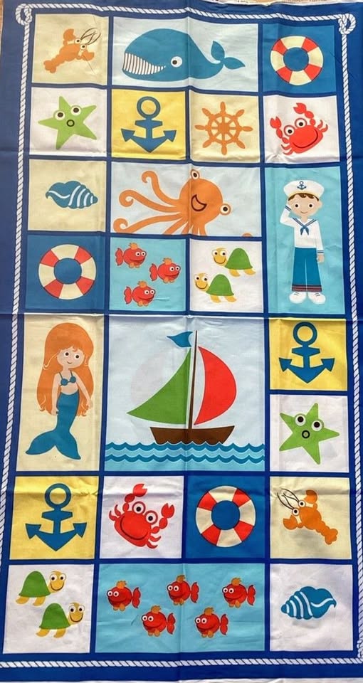 Benartex Seaside Holiday Panel 100% Cotton