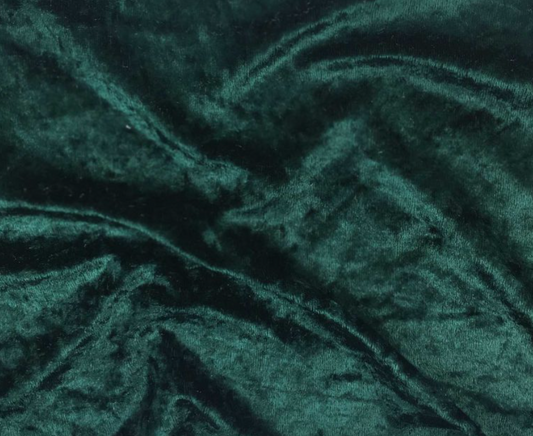 Bottle Green Crushed Velour Velvet 150cm - Luxury Stretch Fabric