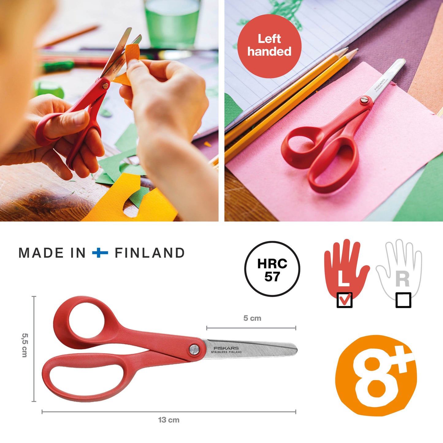 Fiskars Kids 13cm Universal Left-Handed Scissors