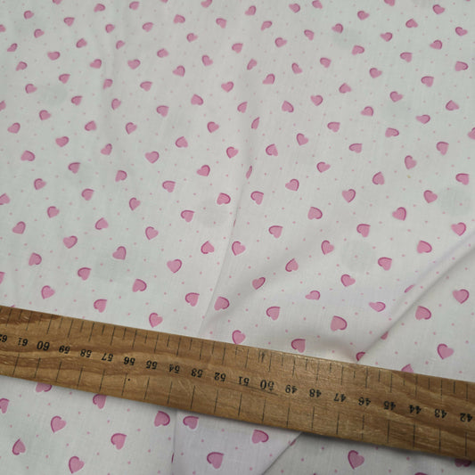 2.5 Metre Polycotton Pink Hearts