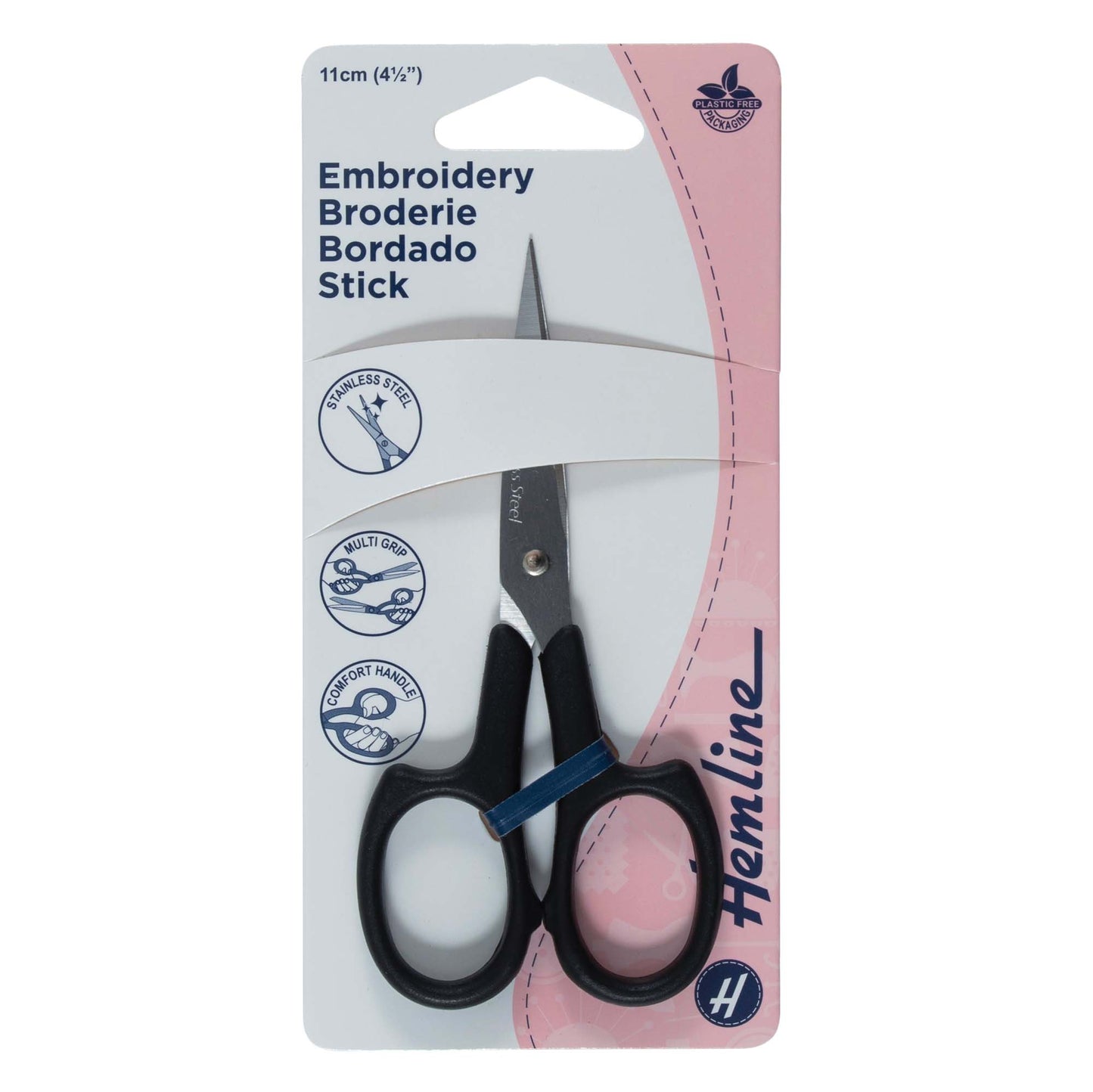 Hemline 11cm Multi Grip Embroidery Scissors