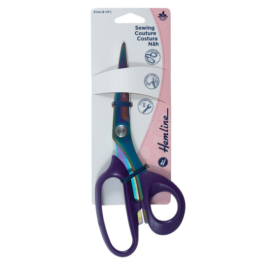 Hemline 21cm Sewing Scissors | Rainbow Coloured Blades