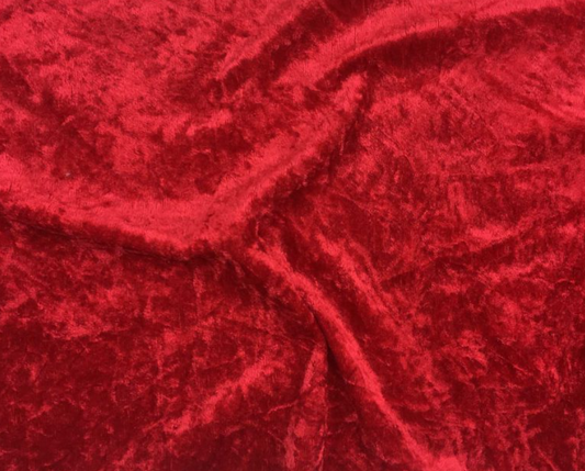 Red Crushed Velour Velvet 150cm - Luxury Stretch Fabric