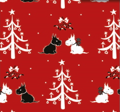 Festive Scottie Dog Christmas Fat Quarter Pack | 5 x 100% Cotton Fat Quarters