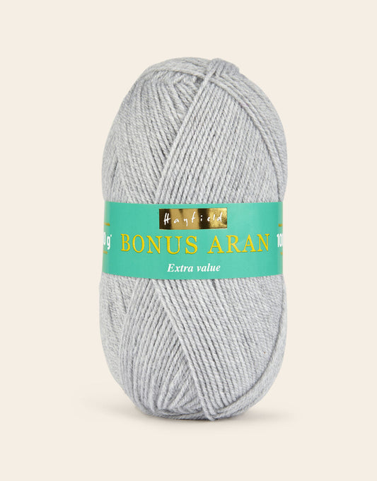 Hayfield Bonus Aran Yarn - Light Grey 100g Ball