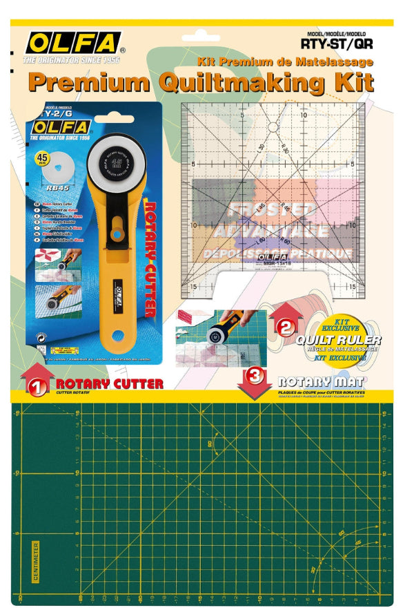 Premium Quilt Making Starter Kit - Cutting Mat, Quilt Ruler and 45mm Rotary Cutter