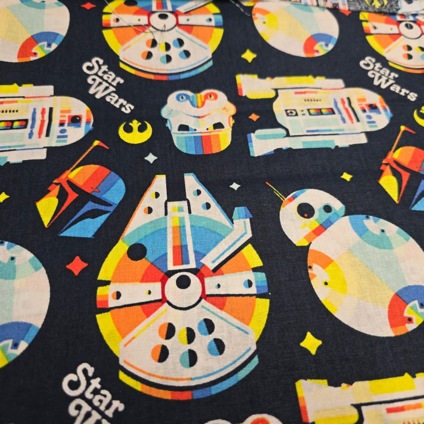 Star Wars Retro Throwback Millennium Falcon Cotton Fabric by Camelot | 112cm Wide