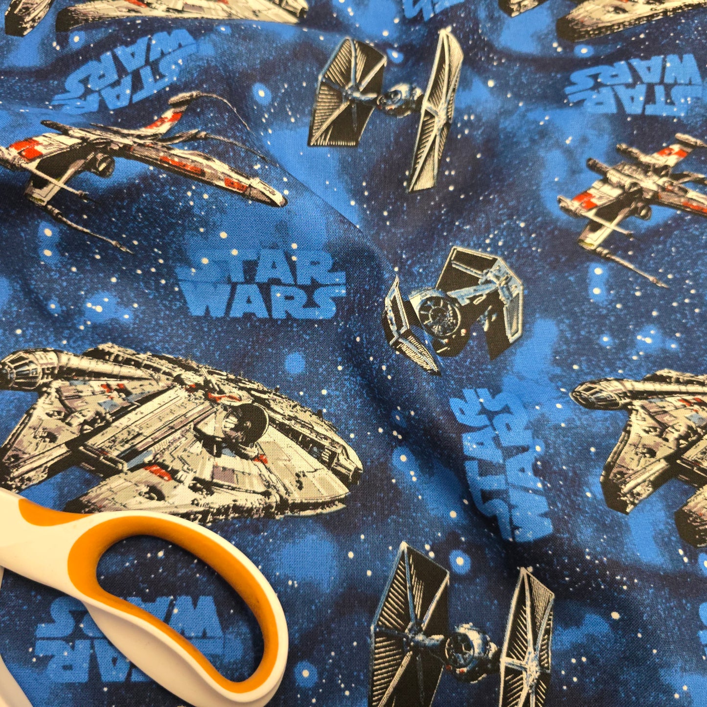 Star Wars Starships Cotton Fabric by Camelot | Millennium Falcon & Rebel Starfighters | 112cm Wide