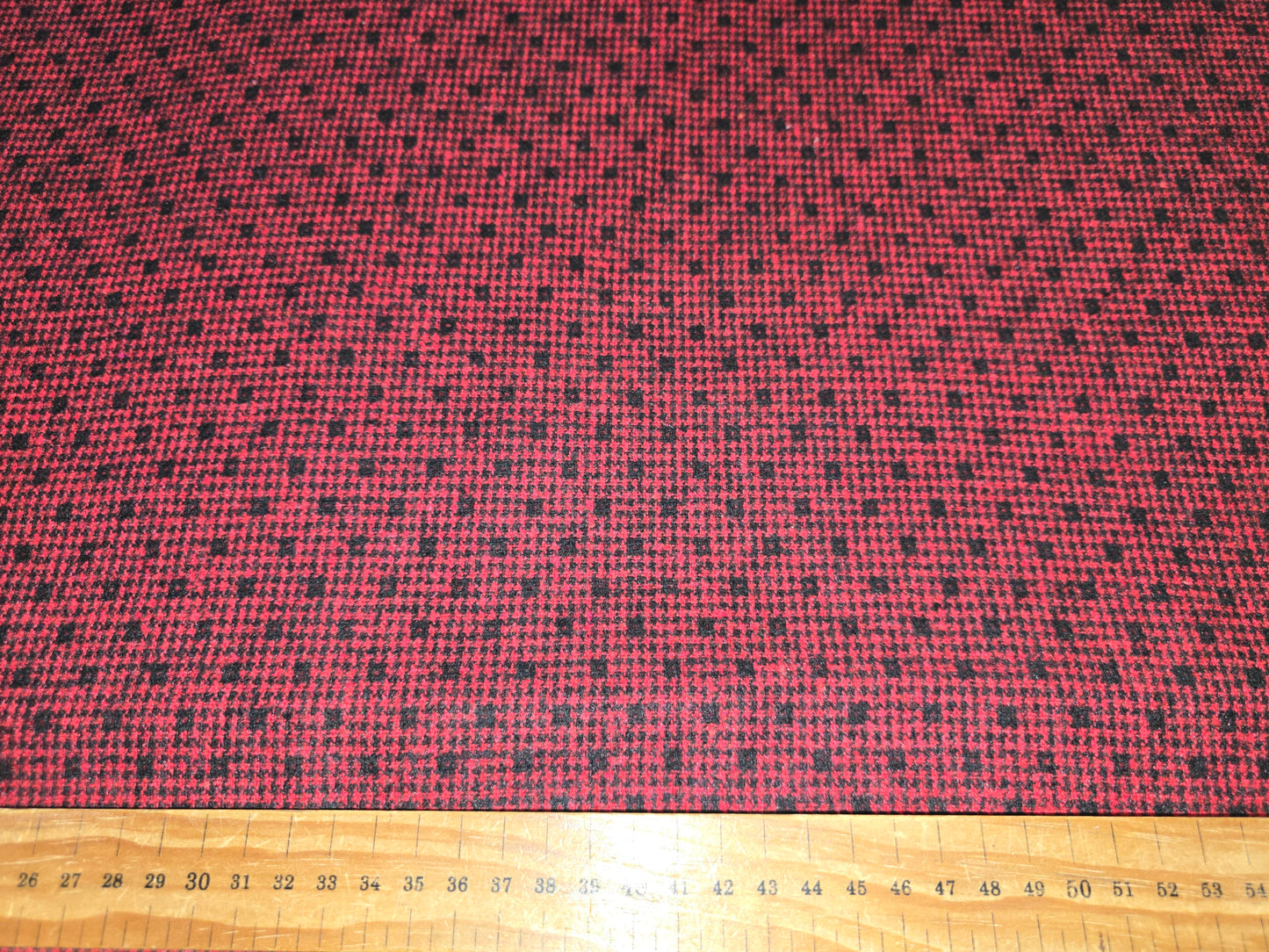 100% Polyester Tweed Fabric – Black Spot on Dark Red | 150cm Wide