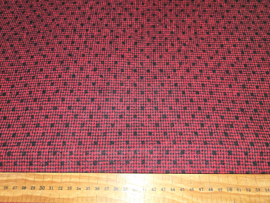 100% Polyester Tweed Fabric – Black Spot on Dark Red | 150cm Wide