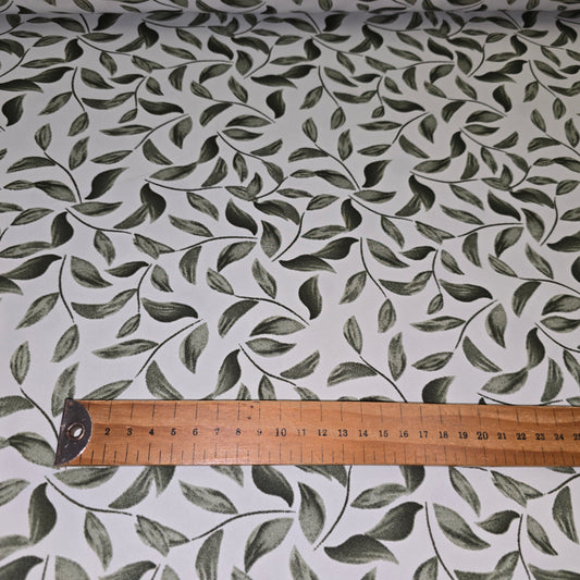 Polyester Viscose Dress Fabric Green Leaves 145cm Width