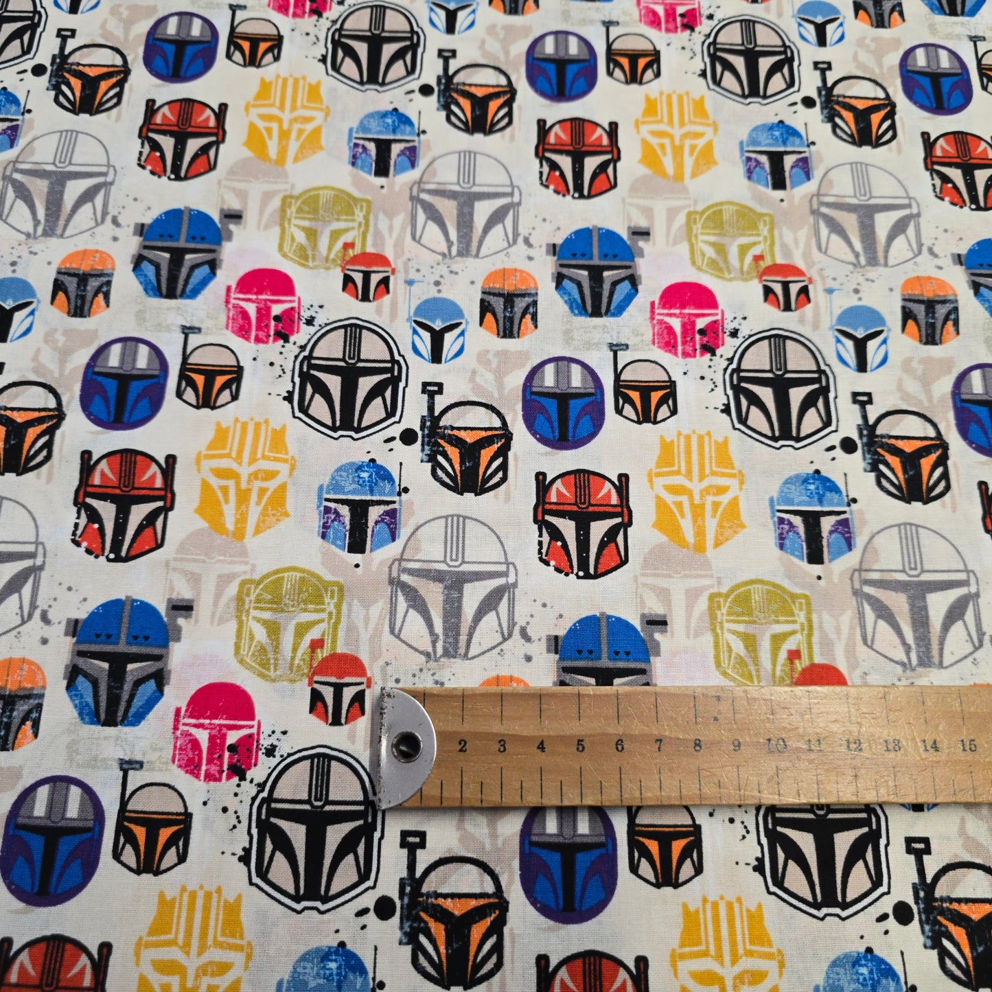 Star Wars Cotton Mandalorian Helmets Fabric on Ivory by Camelot | 112cm Wide