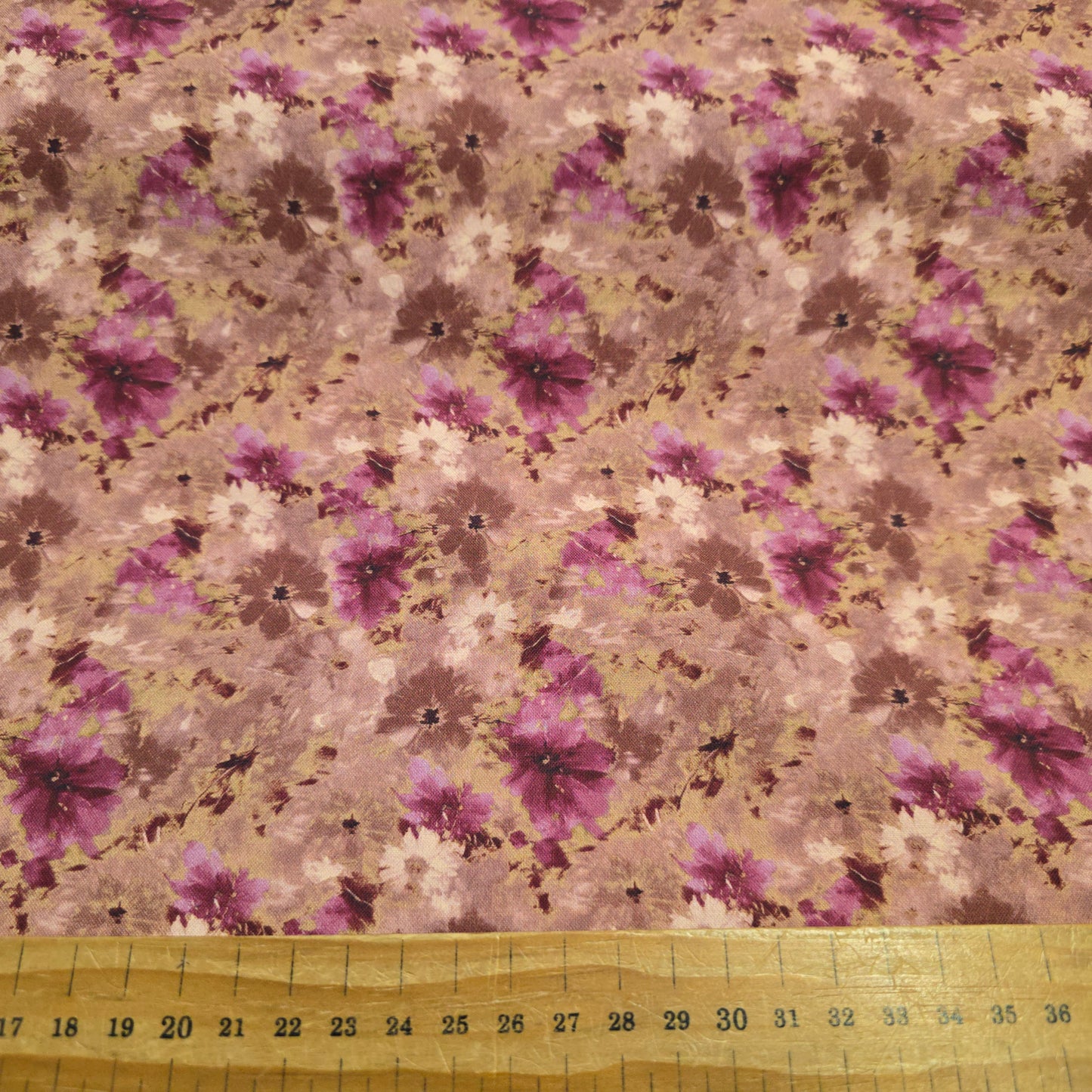 Make + Believe Pink Petals with Purple & Brown Tones 100% Cotton Fabric 112cm