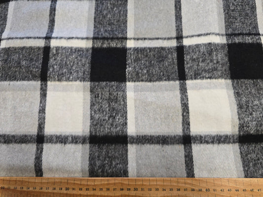 100% Polyester Tweed Fabric – Grey & Black Check | 150cm Wide