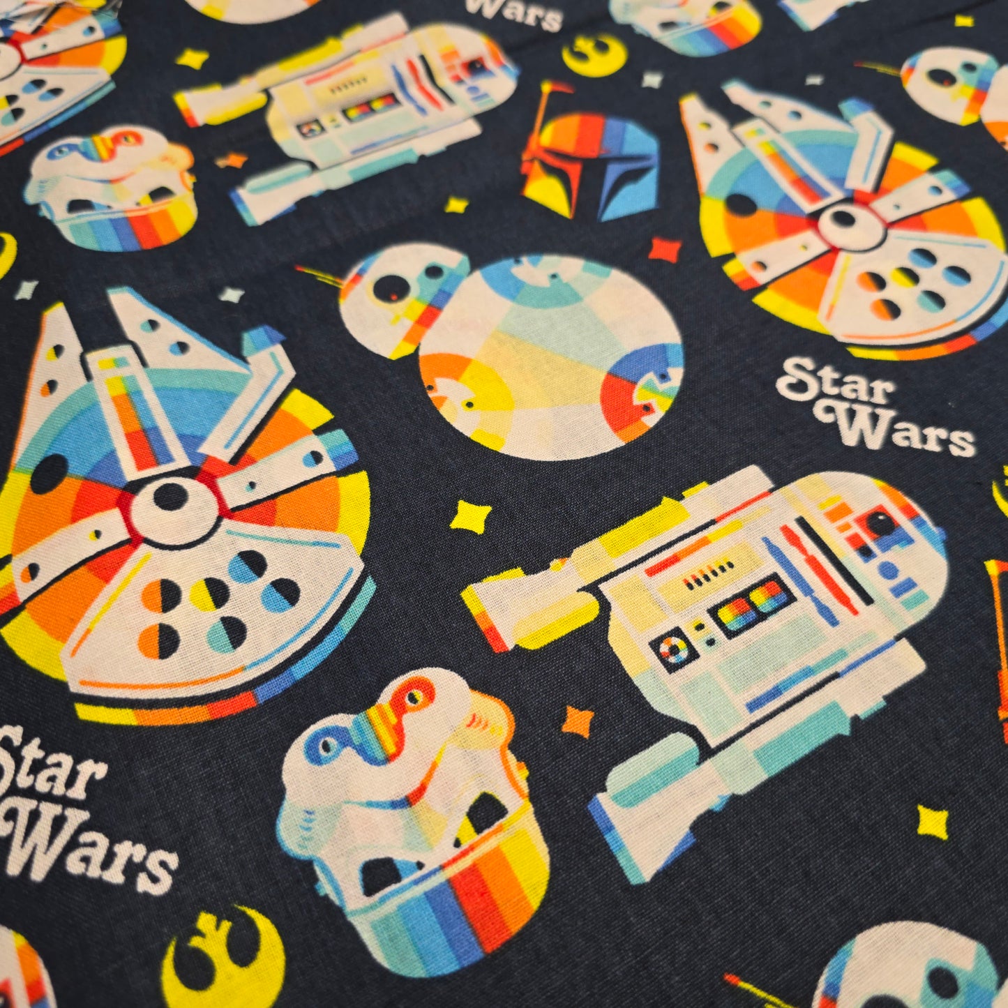 Star Wars Retro Throwback Millennium Falcon Cotton Fabric by Camelot | 112cm Wide
