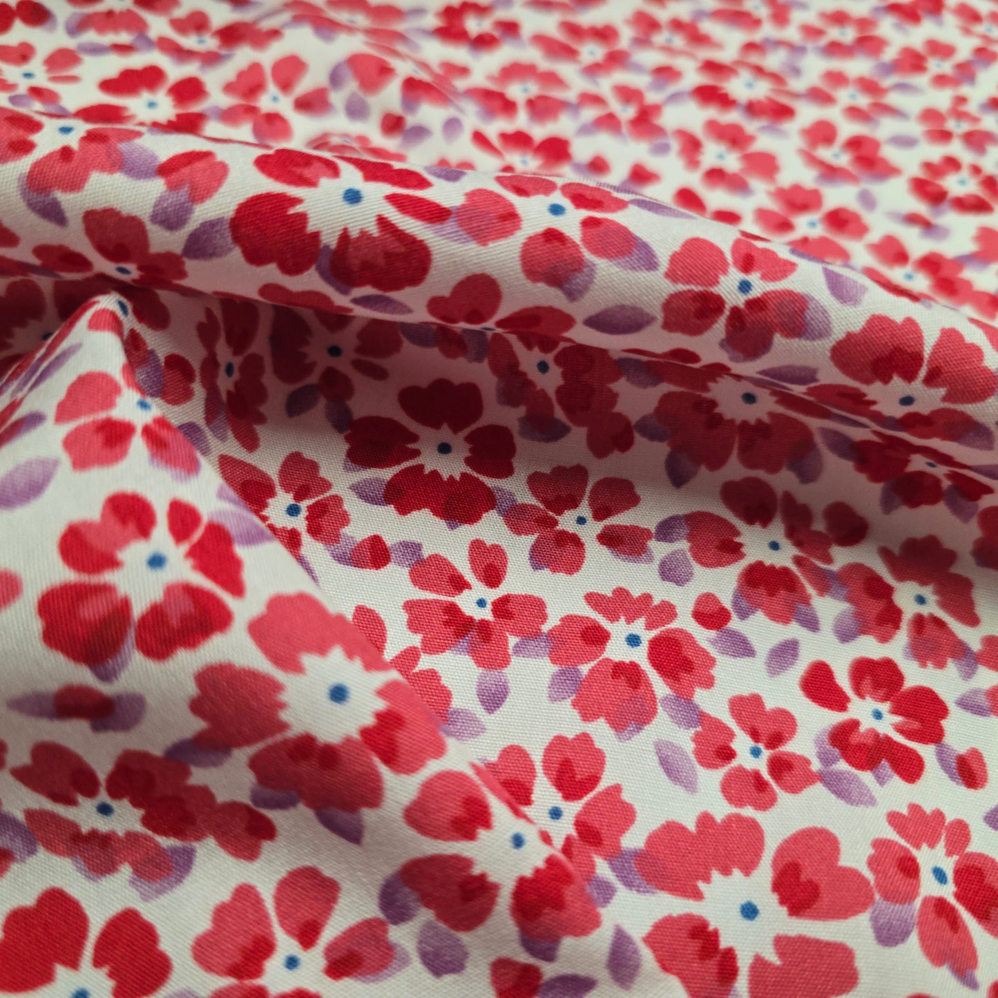 Viscose Dress Fabric Pink Flowers on White 145cm Width