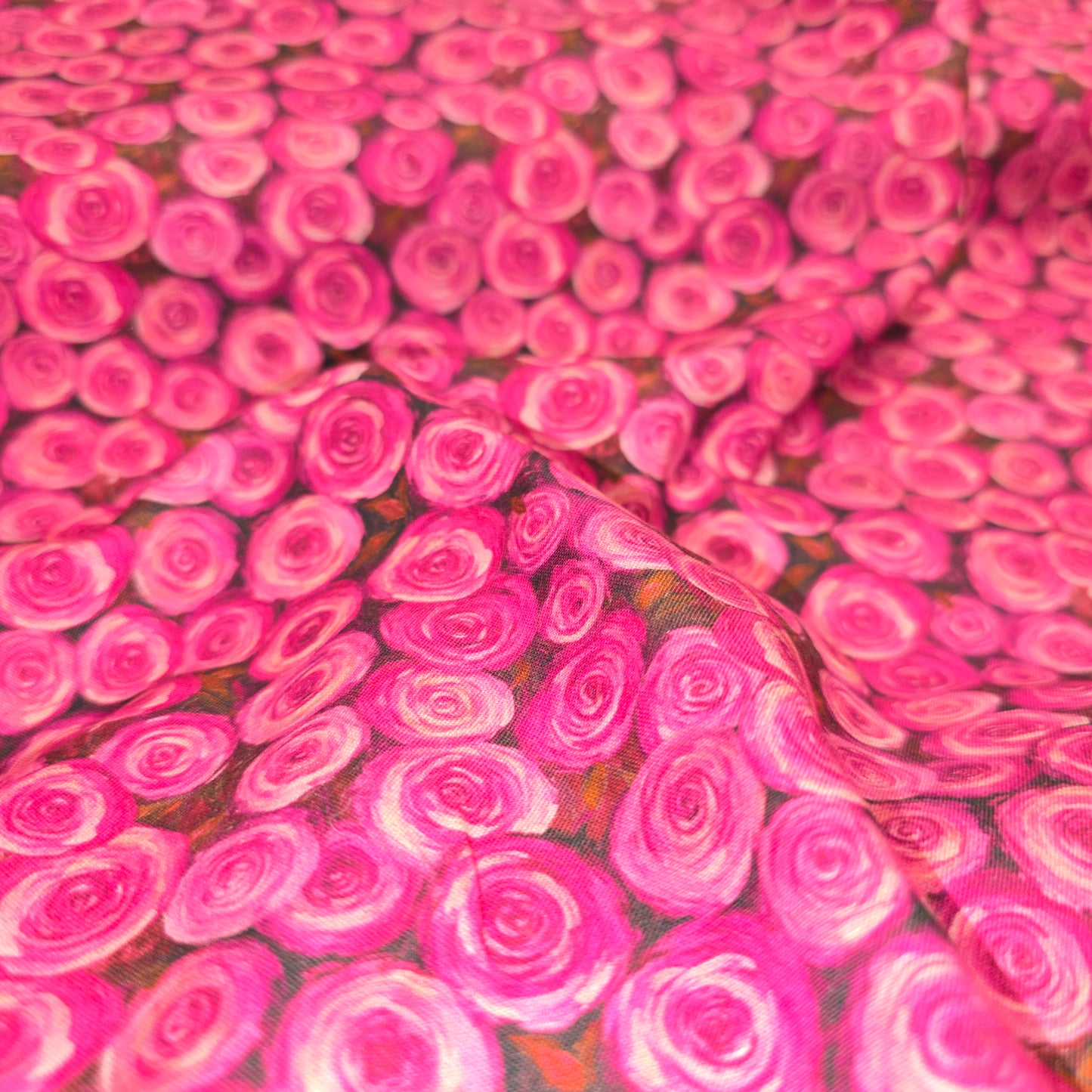 Make + Believe Roses in Bloom Pink 100% Cotton Fabric 112cm Width