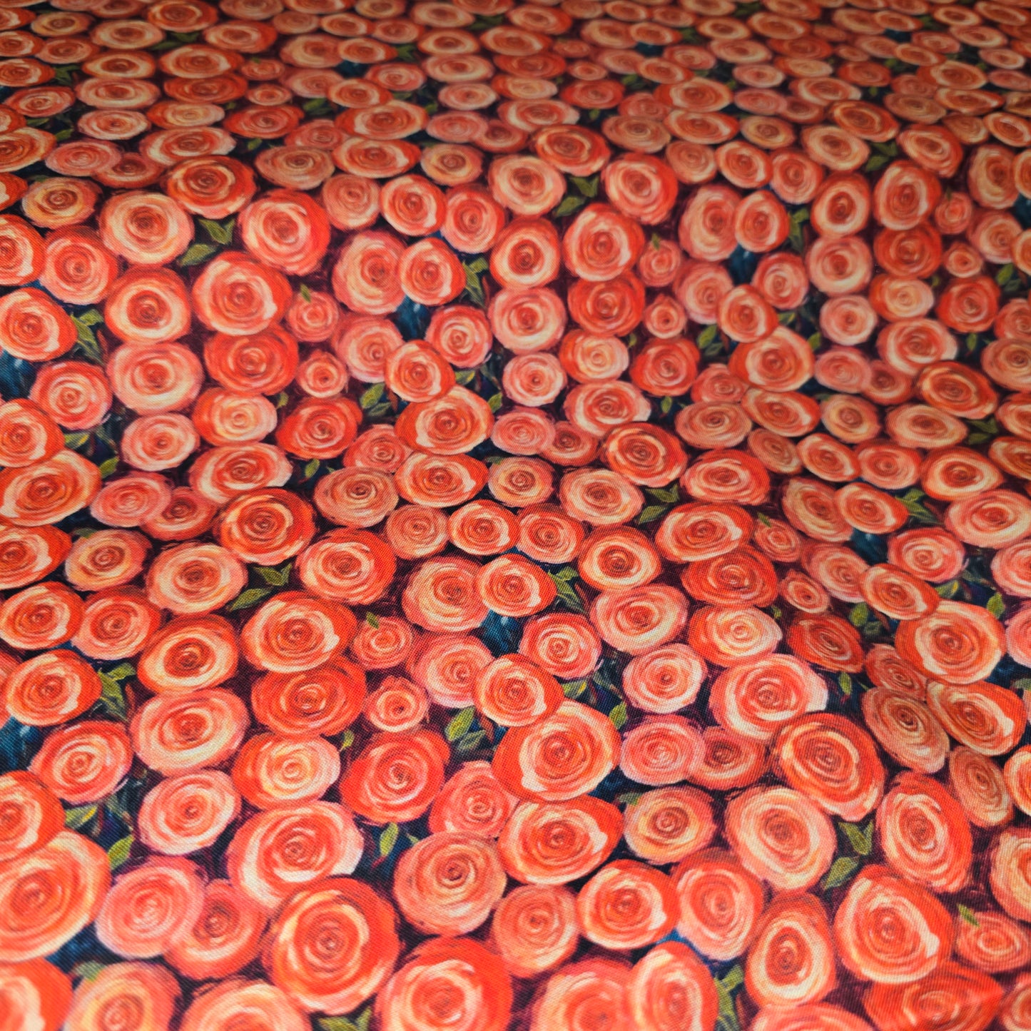 Make + Believe Roses in Bloom Orange 100% Cotton Fabric 112cm Width