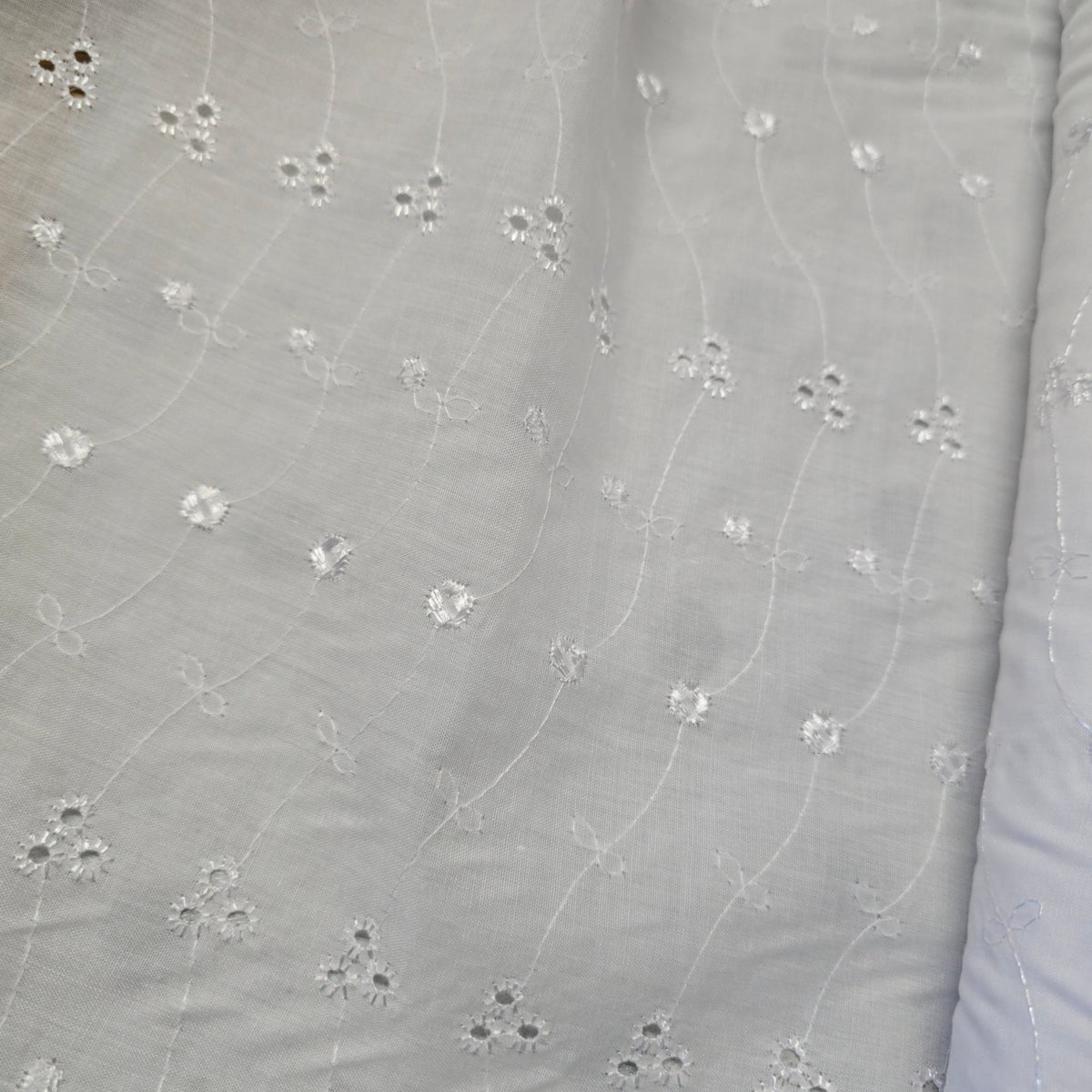 Broderie Anglaise White 3-Hole Cotton Fabric