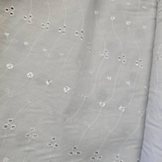 Broderie Anglaise White 3-Hole Cotton Fabric
