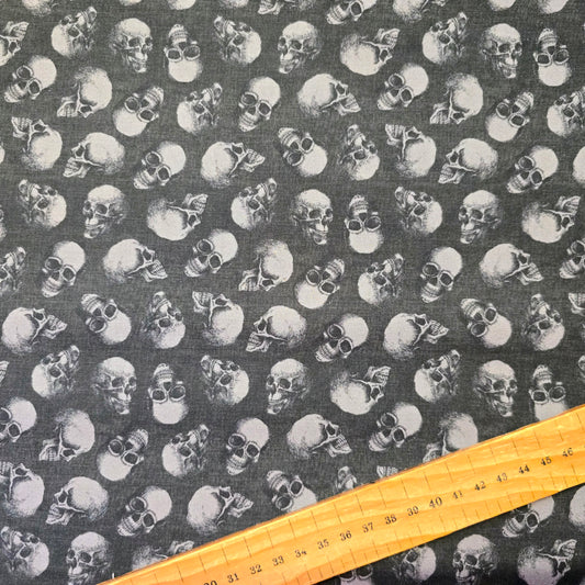 Studio Fabrics Fear Factory Skull Toss Black Cotton 8345