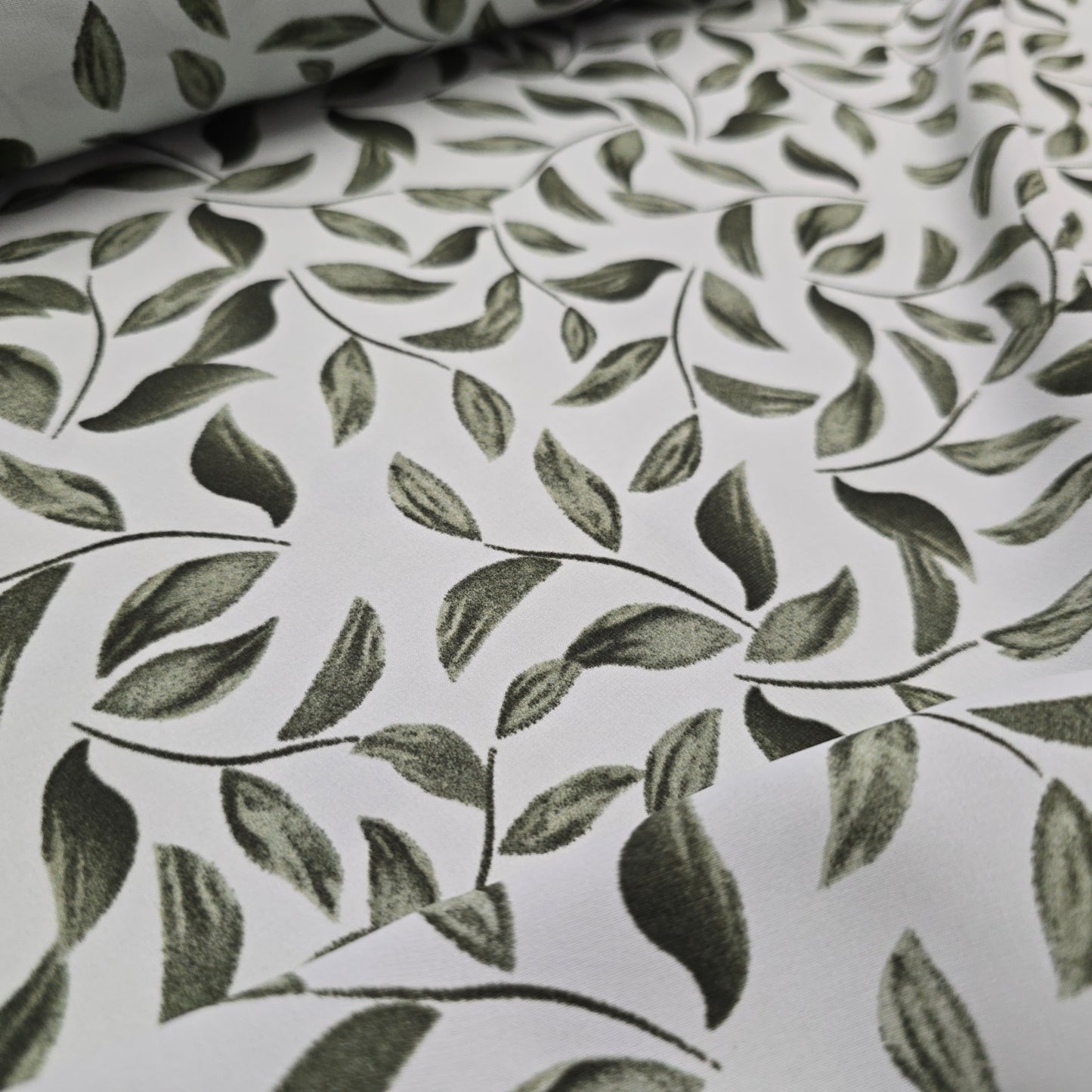 Polyester Viscose Dress Fabric Green Leaves 145cm Width