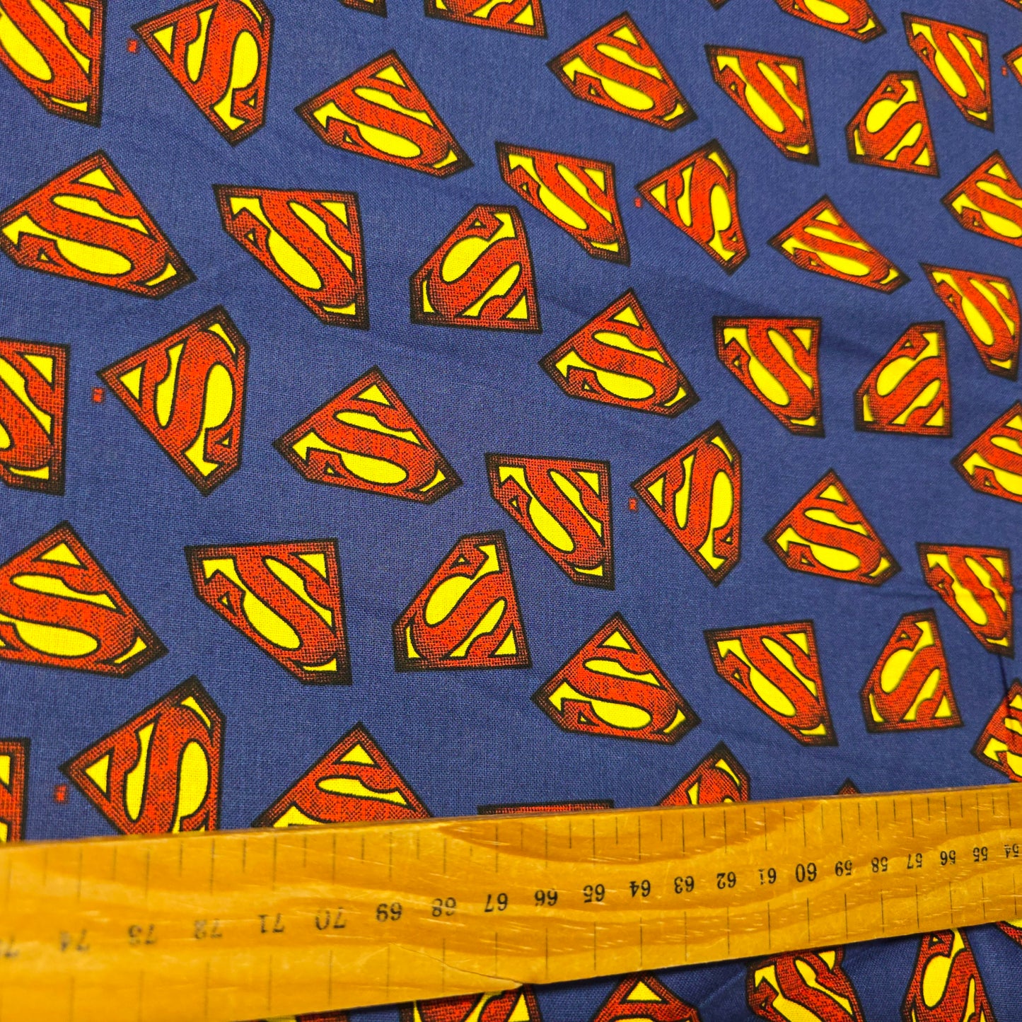 Superman Logo on Blue Cotton Fabric by Camelot | 112cm Wide