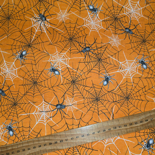 Studio Fabrics Fear Factory Spider Web Orange Cotton 8340