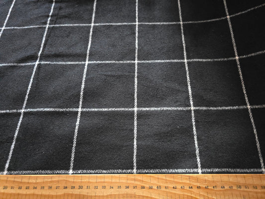 Viscose Tweed Fabric – Black Grid Check | 147cm Wide