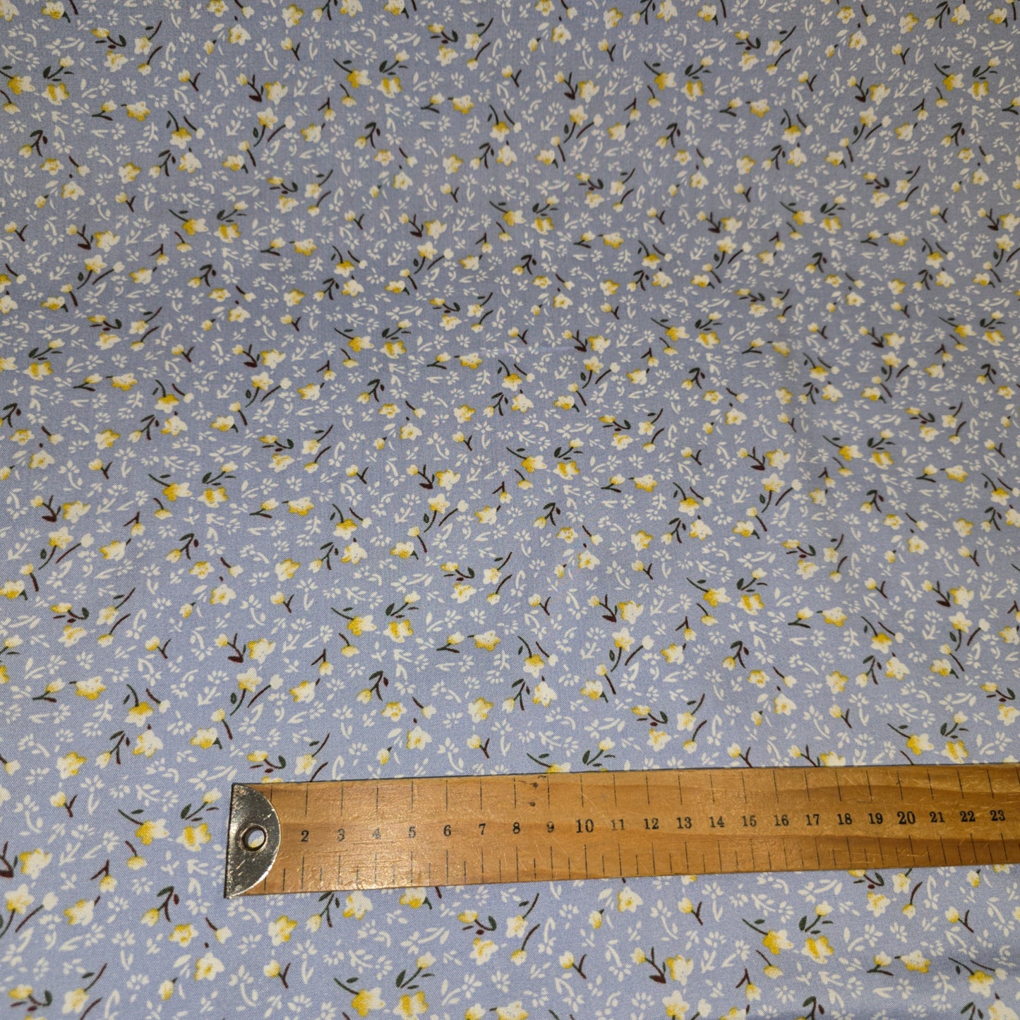 Viscose Dress Fabric Ditsy Blue and Yellow Floral 145cm Width