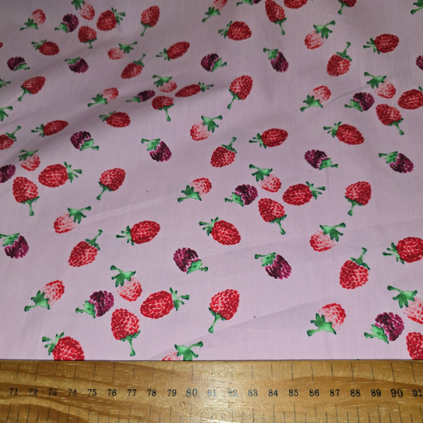 Red & Purple Raspberries on White 100% Cotton Poplin Fabric  | 145cm Wide