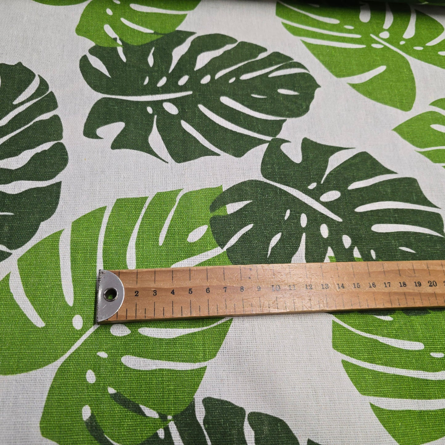 Cotton Mix Canvas Fabric - Monstera Leaves on Natural 150cm Width