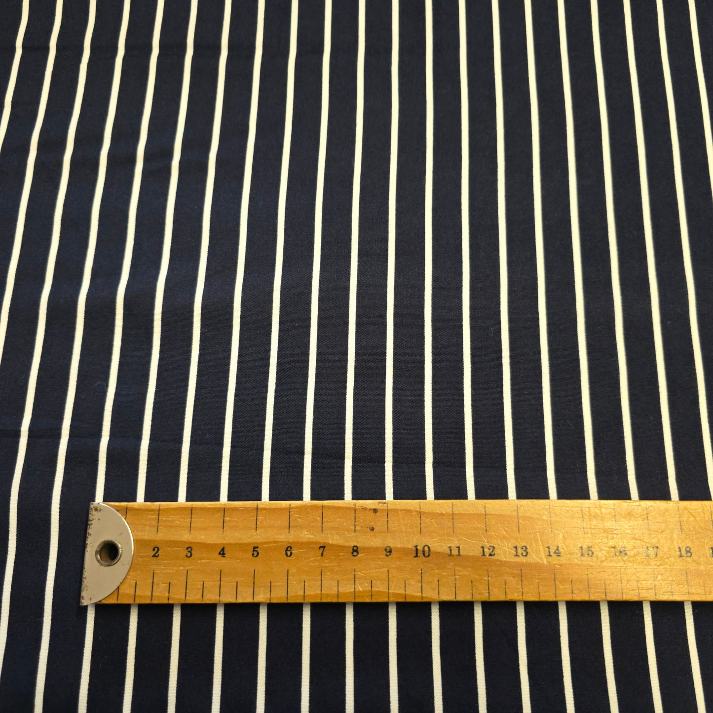 Viscose Dress Fabric White Stripe on Navy Blue 145cm Width